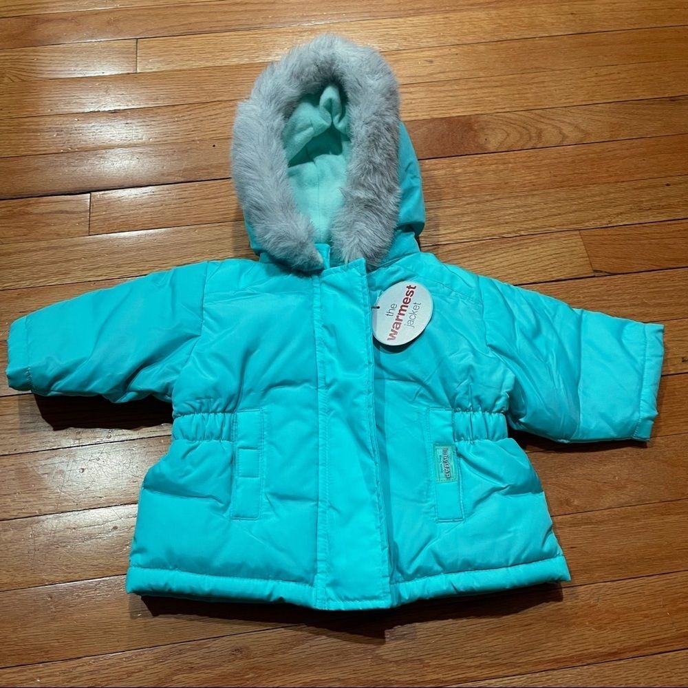 GAP BABY Baby Girl Winter Coat Jacket Size 3-6 M Fleece Lined Green NWT